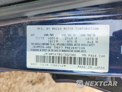 Zdjęcie 13 z 13 samochodu: 2016 MAZDA 3 SPORT VIN:JM1BM1K78G1302380 - miniatura