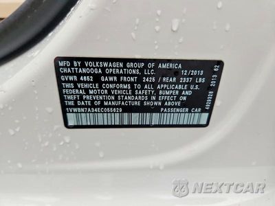 Zdjęcie 12 z 12 samochodu: 2014 VOLKSWAGEN PASSAT SE VIN:1VWBN7A34EC055629 - miniatura