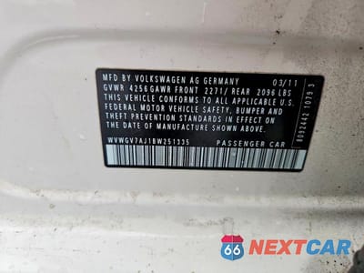 Zdjęcie 12 z 12 samochodu: 2011 VOLKSWAGEN GTI VIN:WVWGV7AJ1BW251335 - miniatura