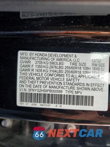 Zdjęcie 13 z 13 samochodu: 2023 HONDA PILOT EXL VIN:5FNYG2H56PB000588 - miniatura