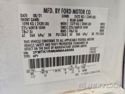 Zdjęcie 13 z 13 samochodu: 2021 FORD MUSTANG MACH-E SELECT VIN:3FMTK1RM6MMA49088 - miniatura