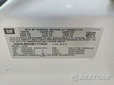 Zdjęcie 14 z 14 samochodu: 2011 CHEVROLET EQUINOX LS VIN:2GNALBEC9B1177638 - miniatura