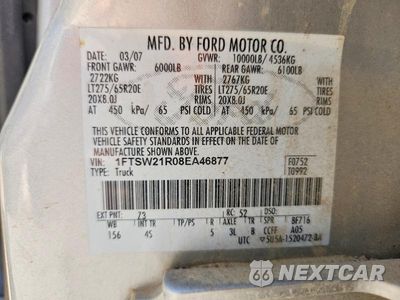 Zdjęcie 12 z 12 samochodu: 2008 FORD F250 SUPER DUTY VIN:1FTSW21R08EA46877 - miniatura
