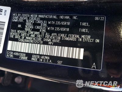 Zdjęcie 13 z 13 samochodu: 2022 TOYOTA HIGHLANDER XLE VIN:5TDGZRAH2NS125728 - miniatura