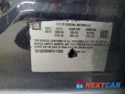 Zdjęcie 12 z 12 samochodu: 2015 CHEVROLET SONIC LT VIN:1G1JC5SH0F4111928 - miniatura