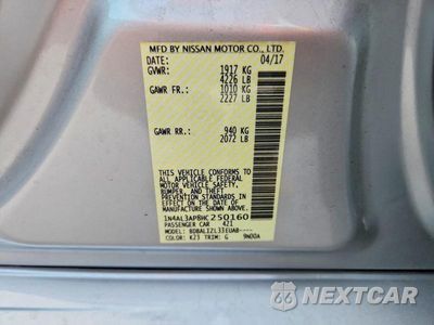 Zdjęcie 12 z 12 samochodu: 2017 NISSAN ALTIMA 2.5 SV VIN:1N4AL3AP8HC250160 - miniatura