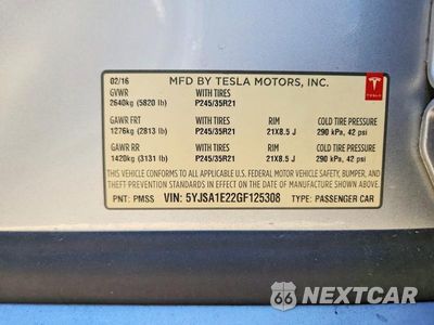 Zdjęcie 12 z 12 samochodu: 2016 TESLA MODEL S VIN:5YJSA1E22GF125308 - miniatura