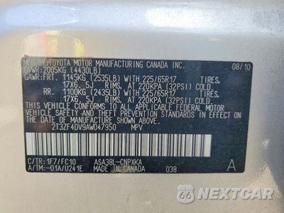 Zdjęcie 13 z 13 samochodu: 2010 TOYOTA RAV4 BASE VIN:2T3ZF4DV9AW047950 - miniatura