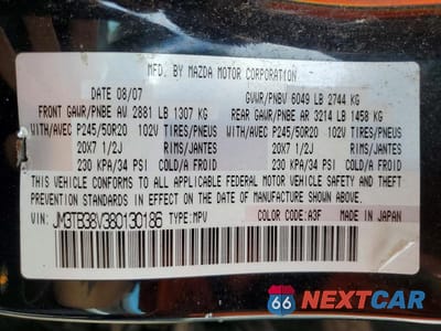 Zdjęcie 13 z 13 samochodu: 2008 MAZDA CX-9 VIN:JM3TB38V380130186 - miniatura