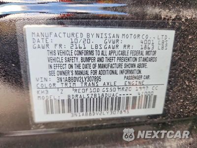 Zdjęcie 12 z 12 samochodu: 2020 NISSAN SENTRA SR VIN:3N1AB8DV2LY307895 - miniatura