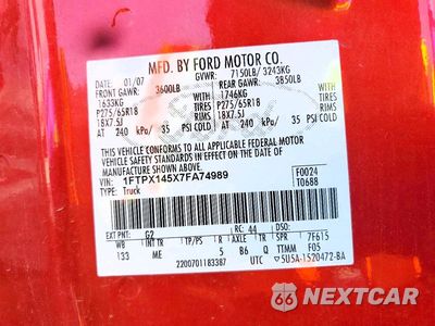 Zdjęcie 12 z 12 samochodu: 2007 FORD F150 VIN:1FTPX145X7FA74989 - miniatura