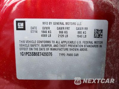Zdjęcie 12 z 12 samochodu: 2014 CHEVROLET CRUZE LT VIN:1G1PC5SB6E7429376 - miniatura