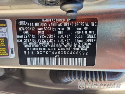 Zdjęcie 13 z 13 samochodu: 2013 KIA SORENTO LX VIN:5XYKT4A6XDG406992 - miniatura