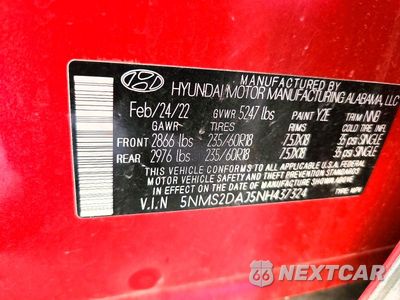 Zdjęcie 13 z 13 samochodu: 2022 HYUNDAI SANTA FE SEL VIN:5NMS2DAJ5NH437324 - miniatura