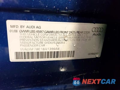 Zdjęcie 12 z 12 samochodu: 2008 AUDI A4 2.0T VIN:WAUAF78E18A139648 - miniatura