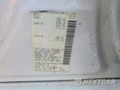 Zdjęcie 12 z 12 samochodu: 2013 NISSAN ALTIMA 3.5 S VIN:1N4BL3AP2DN464578 - miniatura