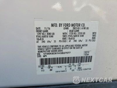 Zdjęcie 13 z 13 samochodu: 2017 FORD EXPLORER XLT VIN:1FM5K8D81HGB27577 - miniatura