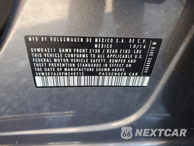 Zdjęcie 13 z 13 samochodu: 2015 VOLKSWAGEN JETTA BASE VIN:3VW2K7AJ5FM246712 - miniatura