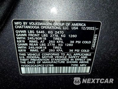 Zdjęcie 13 z 13 samochodu: 2023 VOLKSWAGEN ATLAS CROSS SPORT SE VIN:1V2DC2CA2PC212785 - miniatura