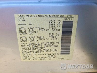 Zdjęcie 12 z 12 samochodu: 2015 NISSAN FRONTIER S VIN:1N6AD0EV6FN754039 - miniatura