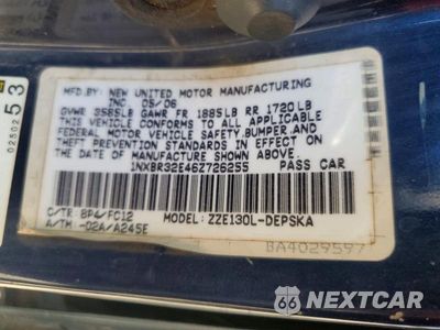 Zdjęcie 12 z 12 samochodu: 2006 TOYOTA COROLLA S VIN:1NXBR32E46Z726255 - miniatura