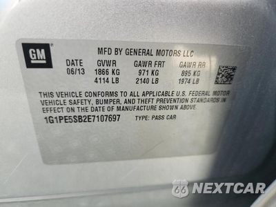 Zdjęcie 13 z 13 samochodu: 2014 CHEVROLET CRUZE LT VIN:1G1PE5SB2E7107697 - miniatura