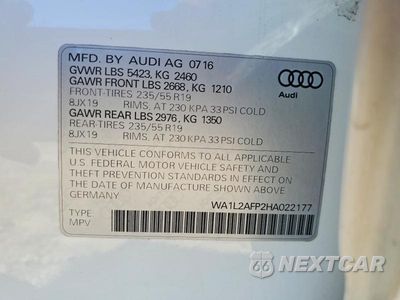 Zdjęcie 14 z 14 samochodu: 2017 AUDI Q5 PREMIUM PLUS VIN:WA1L2AFP2HA022177 - miniatura