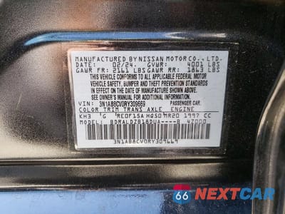 Zdjęcie 12 z 12 samochodu: 2024 NISSAN SENTRA SV VIN:3N1AB8CV0RY309669 - miniatura