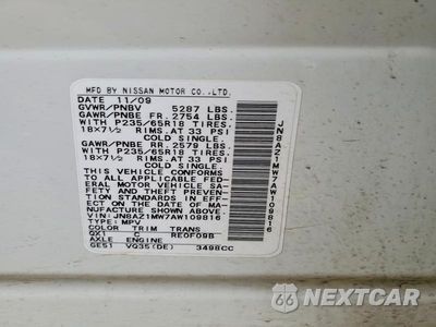 Zdjęcie 13 z 13 samochodu: 2010 NISSAN MURANO S VIN:JN8AZ1MW7AW109816 - miniatura