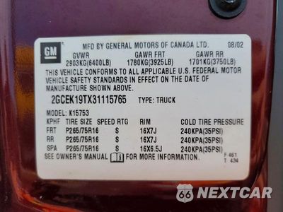 Zdjęcie 13 z 13 samochodu: 2003 CHEVROLET SILVERADO K1500 VIN:2GCEK19TX31115765 - miniatura