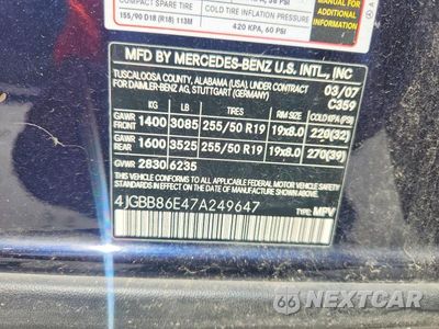 Zdjęcie 13 z 13 samochodu: 2007 MERCEDES-BENZ ML 350 VIN:4JGBB86E47A249647 - miniatura