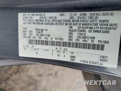 Zdjęcie 12 z 12 samochodu: 2015 FORD FIESTA SE VIN:3FADP4BJ7FM150970 - miniatura