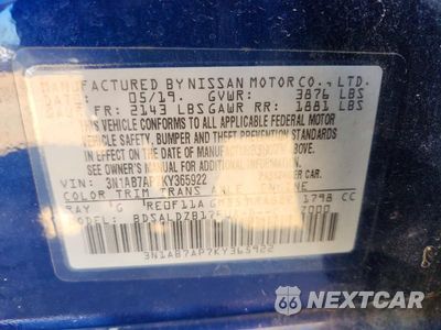Zdjęcie 13 z 13 samochodu: 2019 NISSAN SENTRA SV VIN:3N1AB7AP7KY365922 - miniatura