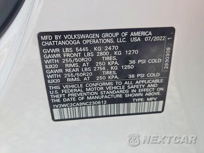Zdjęcie 13 z 13 samochodu: 2022 VOLKSWAGEN ATLAS CROSS SPORT SE VIN:1V2WC2CA9NC230612 - miniatura