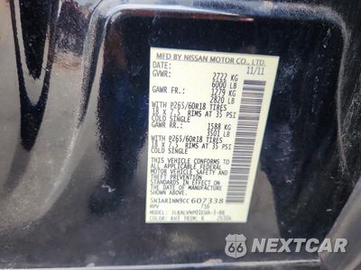 Zdjęcie 13 z 13 samochodu: 2012 NISSAN PATHFINDER S VIN:5N1AR1NN9CC607338 - miniatura