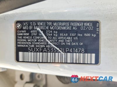 Zdjęcie 13 z 13 samochodu: 2002 BMW X5 3.0I VIN:5UXFA53532LP41478 - miniatura