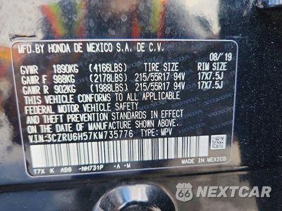 Zdjęcie 14 z 14 samochodu: 2019 HONDA HR-V EX VIN:3CZRU6H57KM735776 - miniatura
