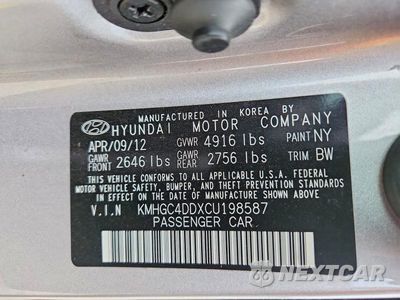 Zdjęcie 12 z 12 samochodu: 2012 HYUNDAI GENESIS 3.8L VIN:KMHGC4DDXCU198587 - miniatura