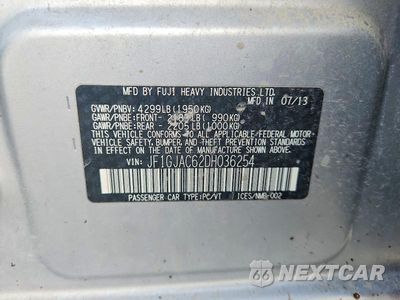 Zdjęcie 12 z 12 samochodu: 2013 SUBARU IMPREZA PREMIUM VIN:JF1GJAC62DH036254 - miniatura