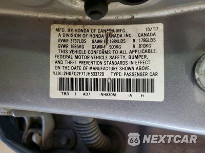 Zdjęcie 12 z 12 samochodu: 2018 HONDA CIVIC EX VIN:2HGFC2F71JH503729 - miniatura