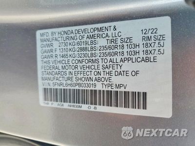 Zdjęcie 13 z 13 samochodu: 2023 HONDA ODYSSEY EXL VIN:5FNRL6H60PB033019 - miniatura