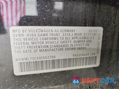 Zdjęcie 12 z 12 samochodu: 2009 VOLKSWAGEN CC SPORT VIN:WVWML73C49E552706 - miniatura