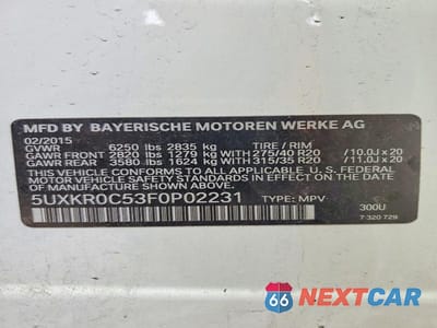 Zdjęcie 13 z 13 samochodu: 2015 BMW X5 XDRIVE35I VIN:5UXKR0C53F0P02231 - miniatura