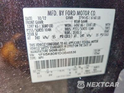Zdjęcie 14 z 14 samochodu: 2013 FORD EXPLORER VIN:1FM5K8D81DGB48536 - miniatura