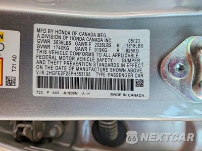 Zdjęcie 12 z 12 samochodu: 2023 HONDA CIVIC LX VIN:2HGFE2F25PH553105 - miniatura