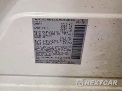 Zdjęcie 13 z 13 samochodu: 2019 NISSAN PATHFINDER SV VIN:5N1DR2MM1KC581439 - miniatura