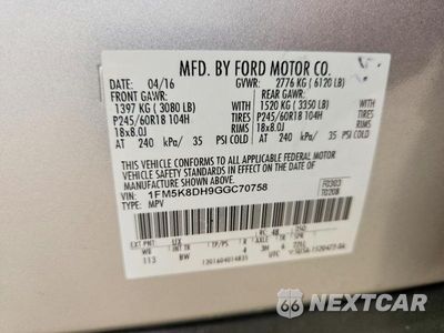 Zdjęcie 13 z 13 samochodu: 2016 FORD EXPLORER XLT VIN:1FM5K8DH9GGC70758 - miniatura