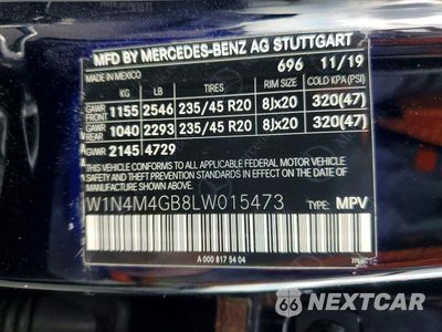 Zdjęcie 12 z 12 samochodu: 2020 MERCEDES-BENZ GLB 250 VIN:W1N4M4GB8LW015473 - miniatura