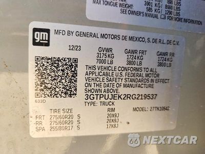 Zdjęcie 12 z 12 samochodu: 2024 GMC SIERRA K1500 ELEVATION-L VIN:3GTPUJEK2RG219537 - miniatura