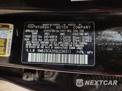 Zdjęcie 13 z 13 samochodu: 2016 HYUNDAI TUCSON LIMITED VIN:KM8J3CA26GU236311 - miniatura